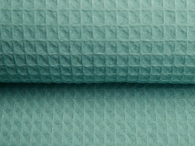 Waffelpiqué Baumwolle - Waffeloptik - uni dunkles mint