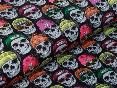 Sweat French Terry - Neon Skulls - schwarz