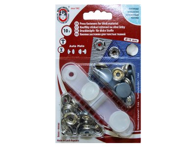 Jersey Metall Druckknopf Sett für dicke Stoffe - 10 Stück 15 mm - grau