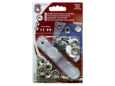 Jersey Metall Druckknopf Set für dicke Stoffe - 10 Stück 15 mm - weiß