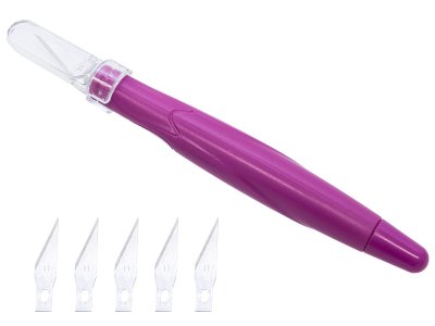 Ausstanzmesser 1 Stück mit 5 Ersatzklingen - rosa