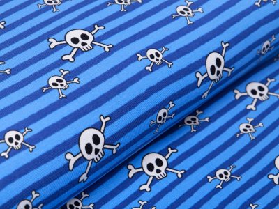 Jersey - Skulls auf Streifen - blau