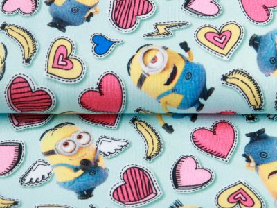 Jersey Digitaldruck by Poppy The Minions - Stuart, Dave und Kevin verliebt - aqua