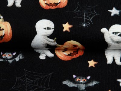 Jersey Digitaldruck toff mumien - gruselige Halloweenparty - schwarz