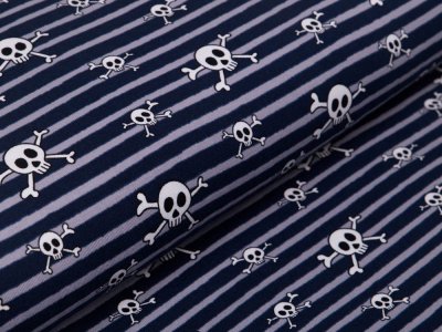 Jersey - Skulls auf Streifen - nachtblau