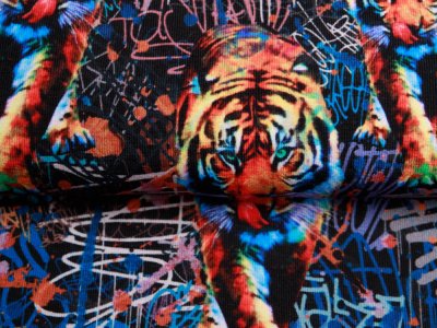 Jersey Digitaldruck toff tigers  - Tiger auf Beutezug - kobaltblau