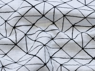 Musselin Baumwolle Double Gauze Swafing Jeron - geometrische Linien - weiß