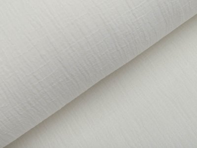Bambus Musselin Baumwolle Double Gauze Snoozy - Leinenoptik - uni wollweiß