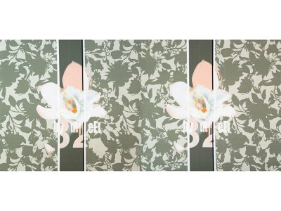 KDS Queen's Collection Olivia - Jersey Viskose PANEL ca. 160cm x 75cm - Orchidee und Schrift auf Blättern - olive