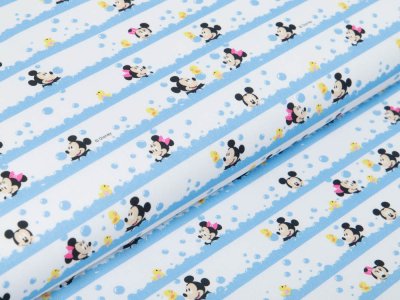 Webware Baumwolle Disney Mickey Mouse - Minni und Mickey im Blubberbad - weiß