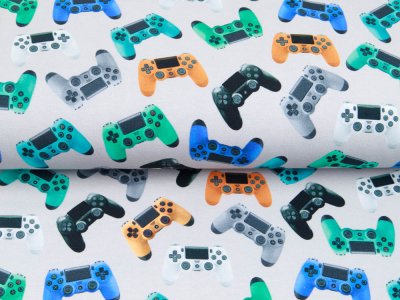 Leicht angerauter Sweat Digitaldruck by Poppy - Let's Game - grau