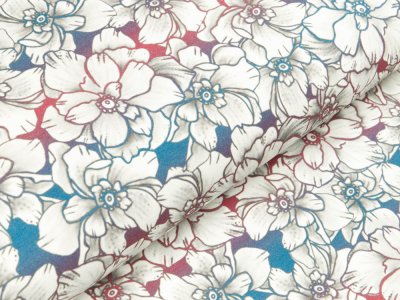Jersey Eigenproduktion KDS Elfi's Art - Elfen - Blumen Kombi - rot-blau
