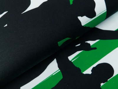 Jersey Bordürenstoff Swafing Fans - Fans auf Streifen - weiß/grün