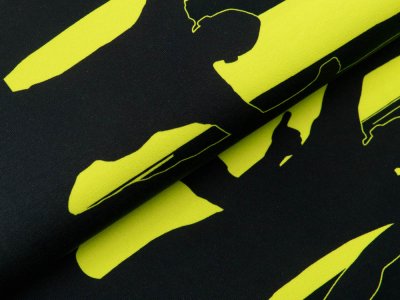 Jersey Bordürenstoff Swafing Fans - Fans auf Streifen - schwarz/gelb