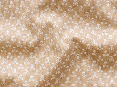 Webware Baumwolle - kleine Totenköpfe - caramel