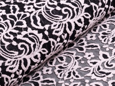 Spitze - Floral - schwarz / altrosa