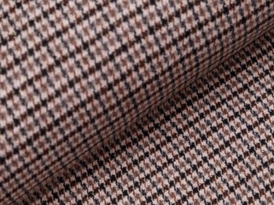 Wollstoff Doubleface - Hahnentritt - braun