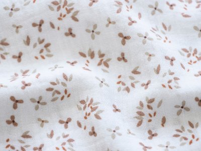 Musselin Baumwolle Double Gauze - kleine Blüten - weiß