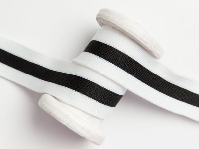 Ripsband/Galonband - Streifen - weiß/schwarz