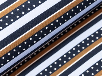 KDS Queen's Collection Afina - Jersey Viskose - Streifen und Punkte - dunkelblau