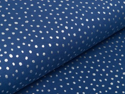 Jersey mit Foliendruck - silberne Punkte - indigoblau