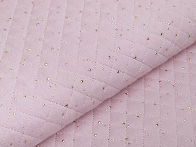 Musselin Double Gauze Rautenstepper mit Foliendruck - unregelmäßige Punkte - uni puderrosa