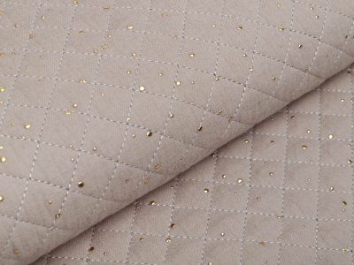 Musselin Double Gauze Rautenstepper mit Foliendruck - unregelmäßige Punkte - uni beige