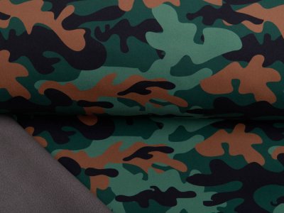 Jackenstoff NANO Softshell Swafing Fiete - Camouflage - grün