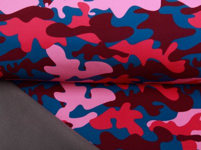 Jackenstoff NANO Softshell Swafing Fiete - Camouflage - pink