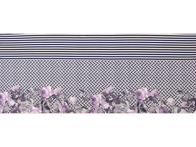 KDS Queen's Collection Iris - ⁠Jersey Viskose PANEL ca. 80cm x 155cm - Blumen auf gemustertem Hintergrund - lila