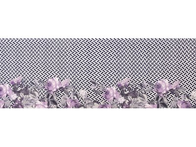KDS Queen's Collection Iris - Webware Viskose PANEL ca. 75cm x 145cm - Blumen auf gemustertem Hintergrund - lila