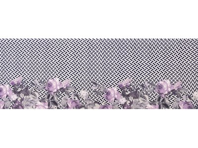 KDS Queen's Collection Iris - Webware Viskose PANEL ca. 75cm x 145cm - Blumen auf gemustertem Hintergrund - lila