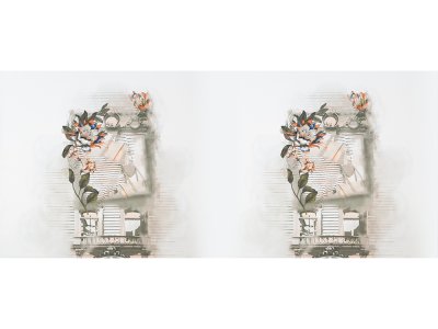 KDS Queen's Collection Olivia - Jersey Viskose PANEL ca. 65cm x 160cm - Blumen & Streifen - weiß