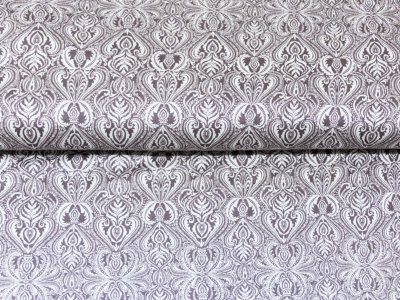 KDS Queen's Collection Candy - leichtfallender Interlock - verschnörkelte Ornamente - wollweiß/braun