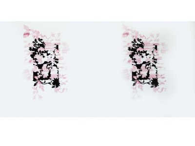 KDS Queen's Collection Candy - Jersey Viskose PANEL ca. 150cm x 75cm - Blumen und Schriftzüge - wollweiß/rosa
