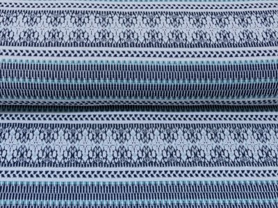 KDS Queen's Collection Vanessa - Jacquard Jersey Viskose - verschiedene Ornamente - weiß/türkis/schwarz