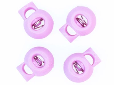 4 runde Kordelstopper - 15 x 19 mm - für Kordeln mit max. 4 mm Durchmesser - rosa