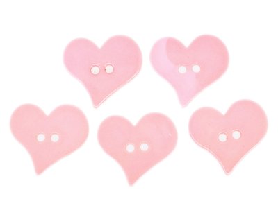 Asymmetrische Herzknöpfe 5 Stück / 25 mm - rosa
