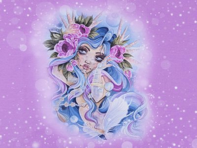 Sweat French Terry PANEL ca. 73 cm x 150 cm Ocean Dreams by Christin GloriousInk - Seerosenprinzessin- pink