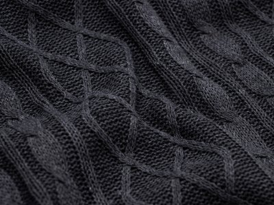 Strickstoff Big Knit mit Waben- und Zopfmuster - 370 gr/qm - anthrazit
