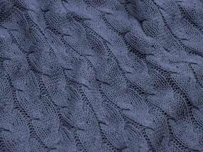 Strickstoff Jacquard Big Knit mit Zopfmuster - 370 gr/qm - jeansblau