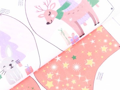 Webware Baumwolle Digitaldruck PANEL ca. 70 x 145 cm für Behelfsmasken - 12 verschiedene weihnachtliche Motive - weiß
