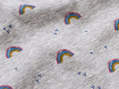 Alpenfleece Melange Rainbow Sky - Regenbögen - meliert grau
