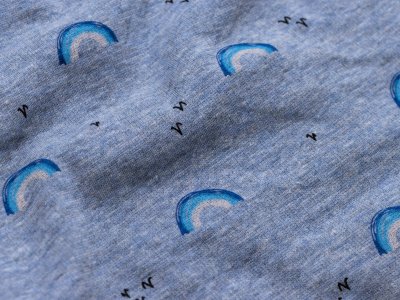 Alpenfleece Melange Rainbow Sky - Regenbögen - meliert blau