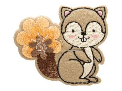 Applikation zum Aufbügeln mit Glitzerfäden - niedliches Eichhörnchen - braun