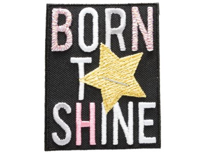 Applikation zum Aufbügeln mit Glitzerfäden - Stern-Born to Shine - schwarz