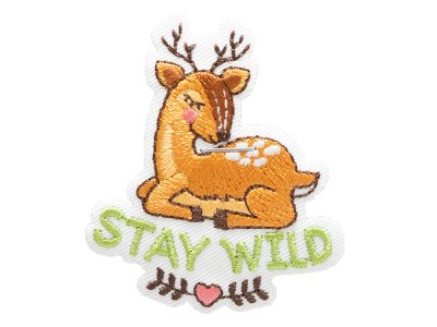 Applikation zum Aufbügeln Stay Wild - Rehkitz - braun