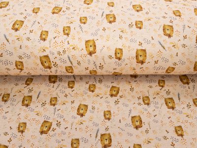 Alpenfleece Digitaldruck - Bären im Herbstgestöber - rosé