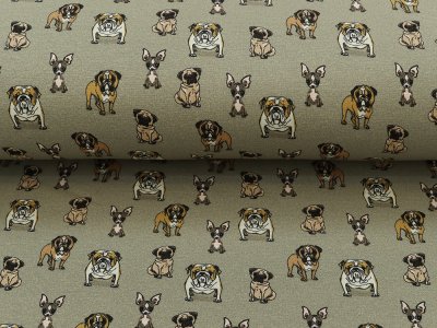 Alpenfleece Digitaldruck - freche Hundebande - taupe