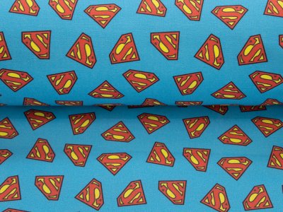 Webware Baumwolle Popeline Digitaldruck Superman - Superman Logo - blau